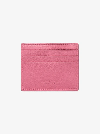 Shop Bottega Veneta Intrecciato Woven Cardholder In Pink