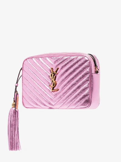 Shop Saint Laurent Pink Lou Medium Quilted Leather Satchel