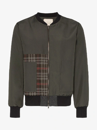 Shop 78 Stitches Check Patch Bomber Jacket In Green