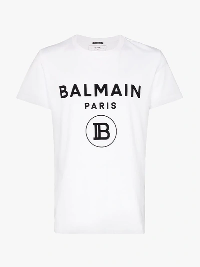Shop Balmain T-shirt Mit Logo In Weiss
