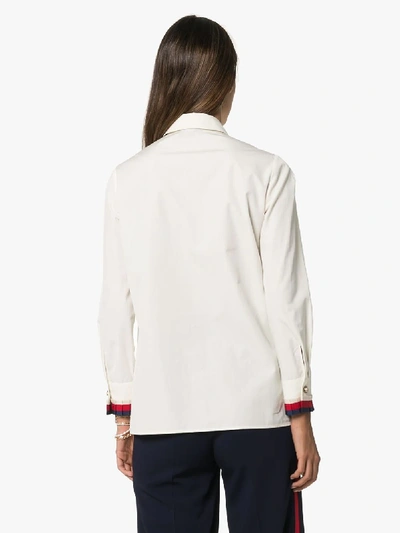 Shop Gucci Ribbon Trim Shirt In White