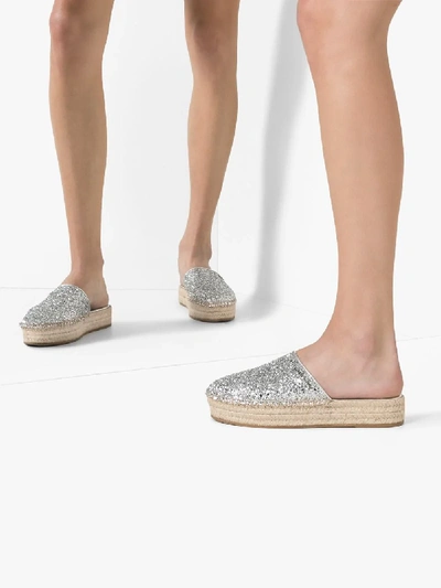 Shop Miu Miu Espadrilles In Glitter-optik In Metallic