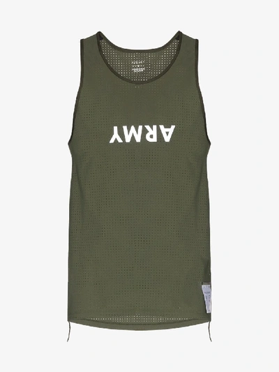 Shop Satisfy Army Print Perforated Vest In Green