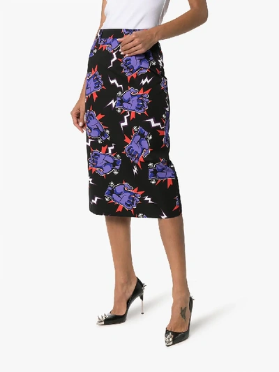 Shop Prada Frankenstein Hand Pencil Skirt In Black