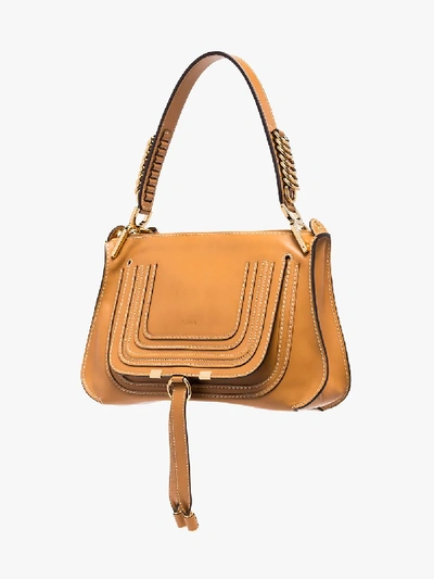 Shop Chloé Brown Marcie Leather Shoulder Bag