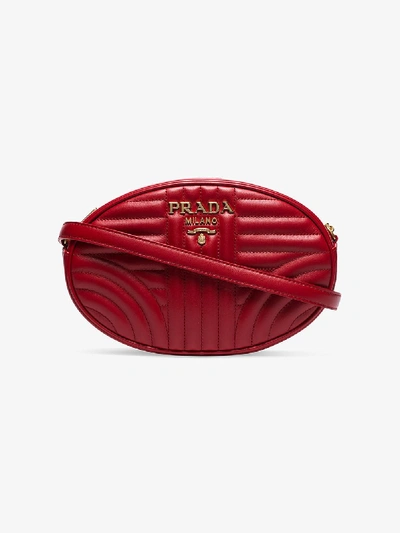 Shop Prada Womens Red Diagram Oval Shoulder Bag