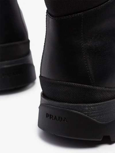 Shop Prada Black Brixen Leather Hiking Boots