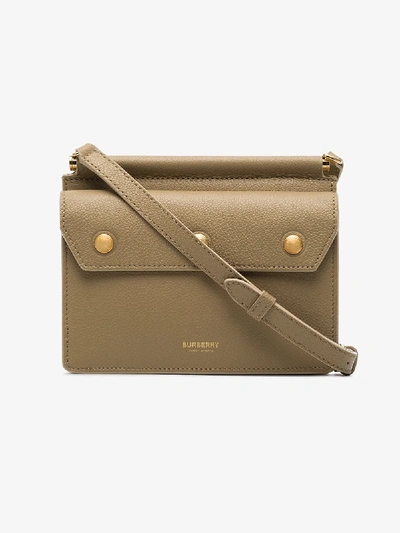 Shop Burberry Beige Baby Pocket Leather Cross Body Bag In Neutrals