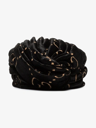 Shop Gucci Black Gg Logo Wrap Headdress