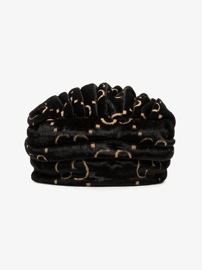 Shop Gucci Black Gg Logo Wrap Headdress