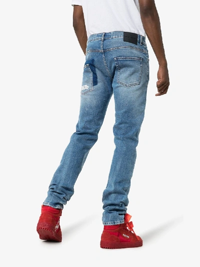 Shop Heron Preston Slim Fit Logo Pocket Jeans In Blue