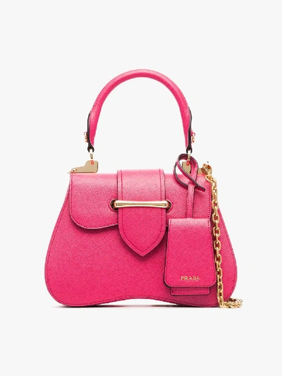 Shop Prada Pink Sidonie Medium Saffiano Leather Bag
