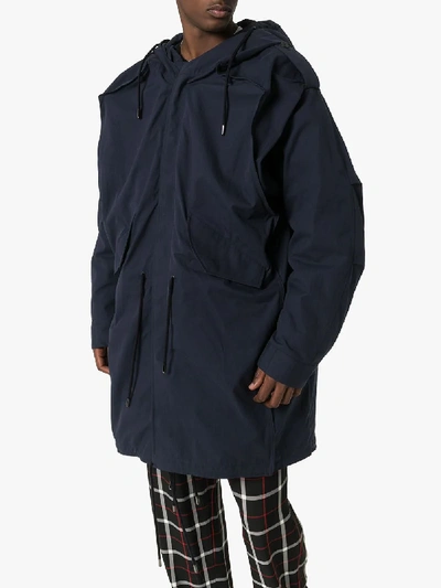 Shop Y/project Pop Up Hooded Parka In Blue