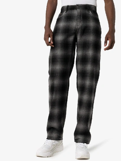 Shop Eytys Benz Tartan Check Jeans In Grey