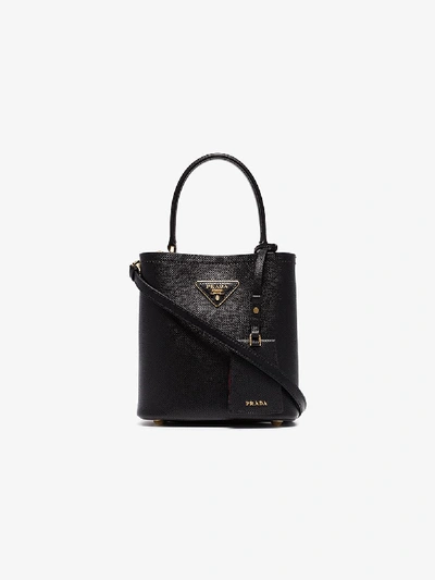 Shop Prada Black Panier Medium Leather Tote Bag