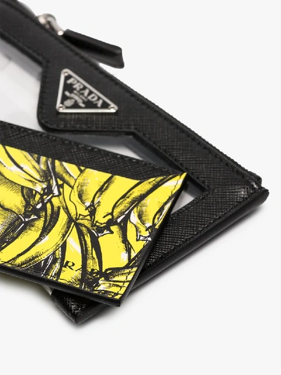 Shop Prada Mens Black And Yellow Banana Print Card Holder