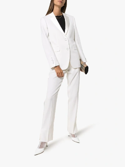 Shop Burberry Caratown Single-breasted Blazer In White