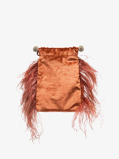 Shop Rosantica Rust Brown Athos Feather Detail Clutch