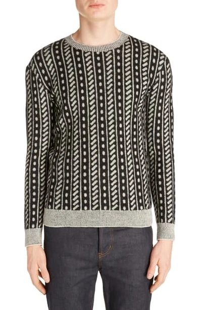 Shop Saint Laurent Wool Blend Crewneck Sweater In Black