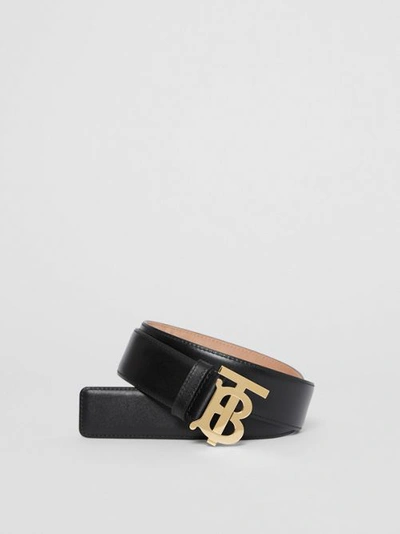 Shop Burberry Monogram Motif Leather Belt In Black