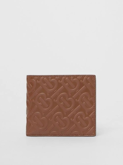 Shop Burberry Monogram Leather International Bifold Wallet In Dark Tan