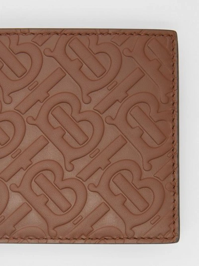 Shop Burberry Monogram Leather International Bifold Wallet In Dark Tan