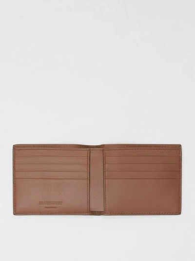 Shop Burberry Monogram Leather International Bifold Wallet In Dark Tan