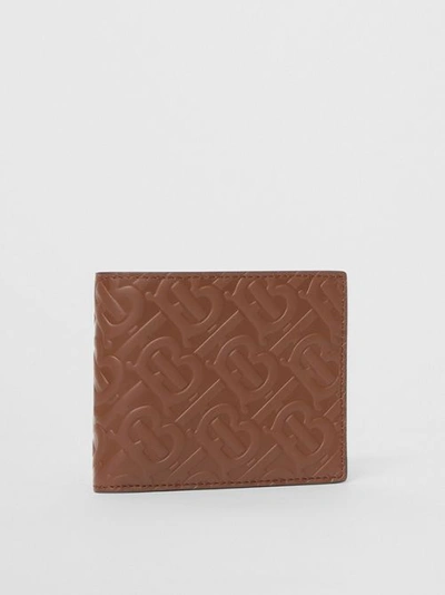 Shop Burberry Monogram Leather International Bifold Wallet In Dark Tan