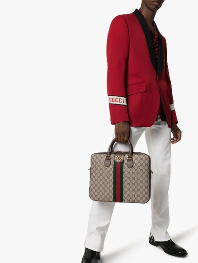 Shop Gucci Brown Gg Supreme Monogram Briefcase