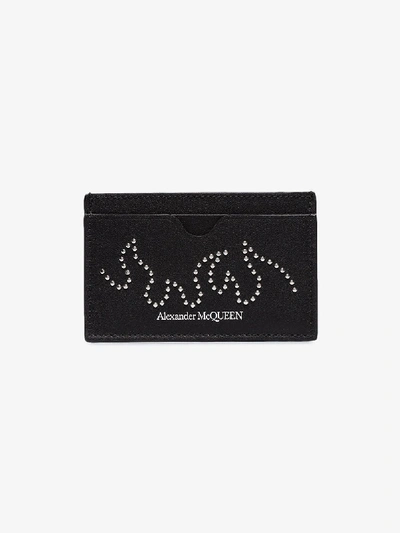 Shop Alexander Mcqueen Black Studded Flames Card Holder