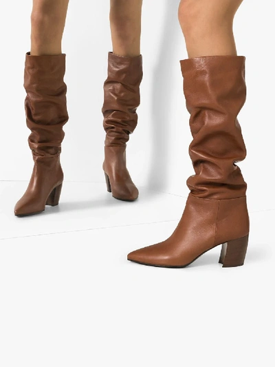 Prada Leather Knee-high Boots In Brown | ModeSens
