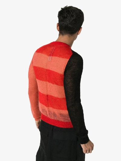 Shop Rick Owens Semi-sheer Colour Block Jumper In Orange