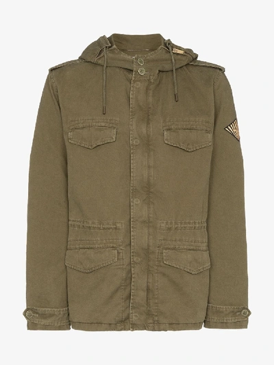 Shop Saint Laurent Military Parka Coat In Green