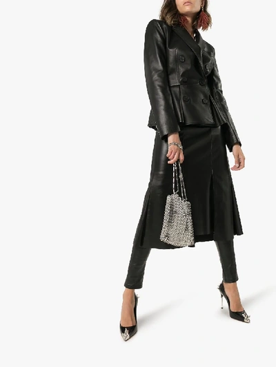 Shop Alexander Mcqueen Asymmetric Flared Leather Skirt In Black