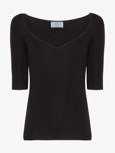 Shop Prada Silk And Cashmere Sweater In Black