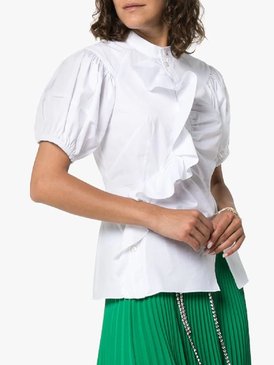 Shop Peter Pilotto Puff-sleeve Ruffle Detail Blouse In White
