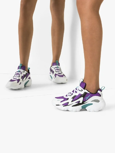 Shop Reebok White Dmx Series 1000 Sneakers In Purple