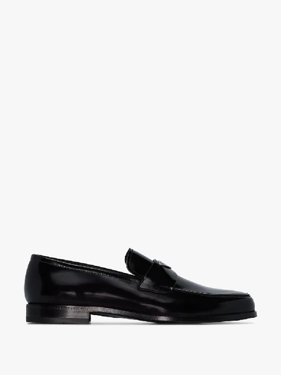 Shop Prada Loafer Mit Logo-schild In Black