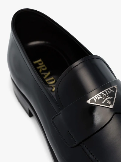 Shop Prada Loafer Mit Logo-schild In Black