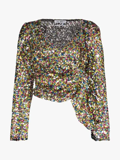 Shop Attico Sequin Wrap Style Top In 021 Multicoloured