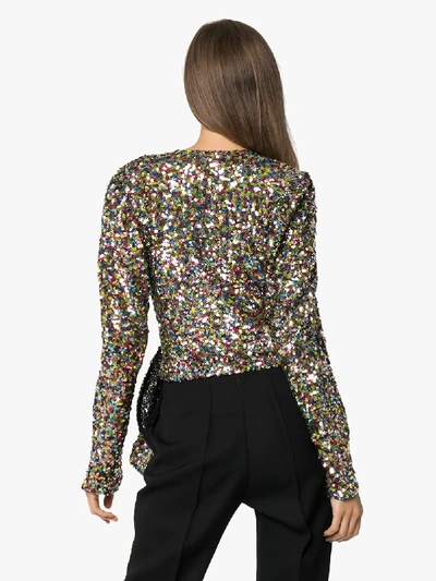 Shop Attico Sequin Wrap Style Top In 021 Multicoloured