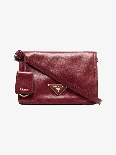 Shop Prada Red Etiquette Leather Shoulder Bag