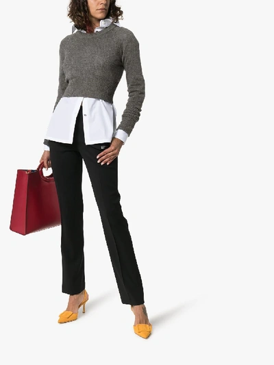 Shop Prada Cropped Cashmere Jumper In Grey