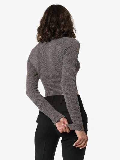 Shop Prada Cropped Cashmere Jumper In Grey
