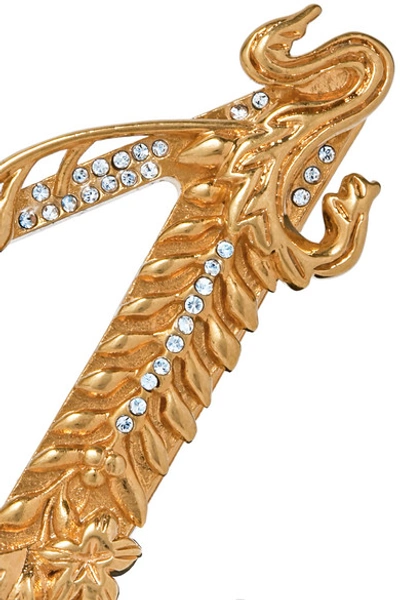 Shop Versace Gold-tone Crystal Hair Slide