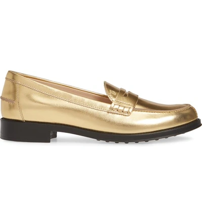 Shop Tod's Penny Loafer In Gold