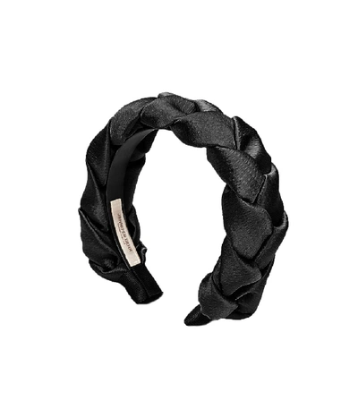 Shop Jennifer Behr Lorelei Hammered Silk Headband In Black