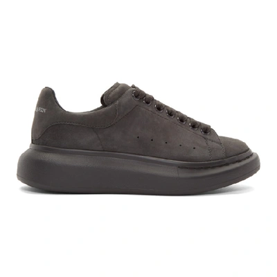 Shop Alexander Mcqueen Grey Suede Oversized Sneakers