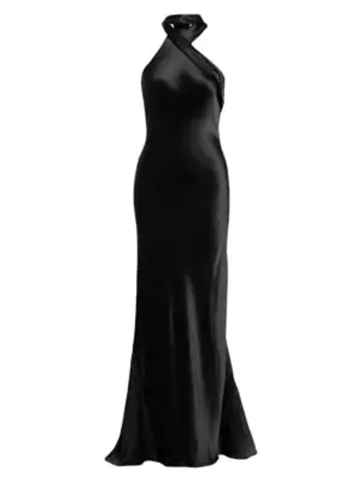 Shop Galvan Women's Silk Pandora Gown In Black
