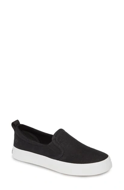 Shop Sperry Crest Twin Gore Slip-on Sneaker In Black Sparkle Linen